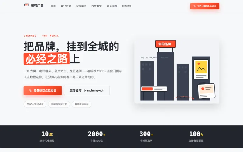 遍城广告 — 户外广告投放官网案例截图