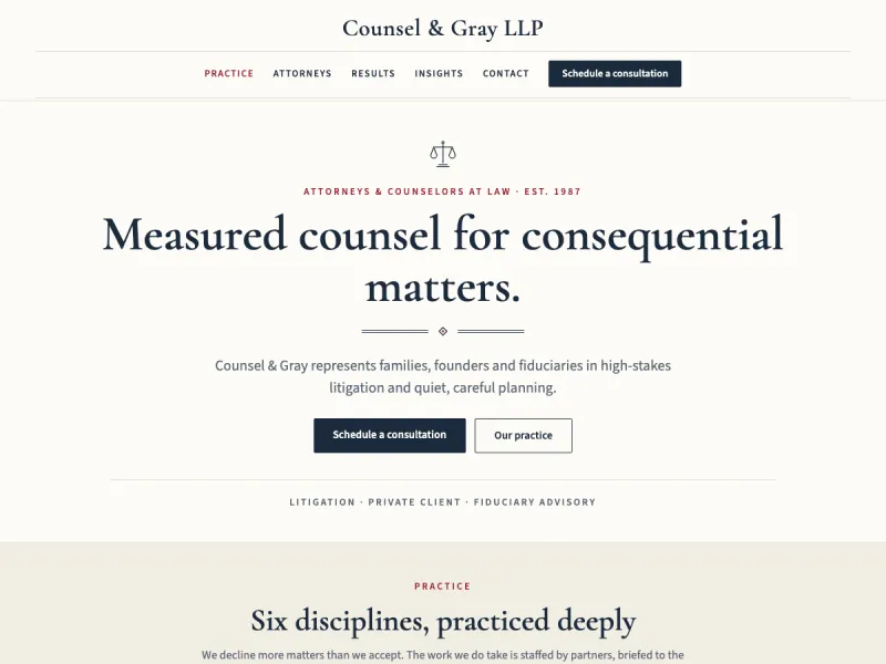 Counsel — 专业律所官网案例截图