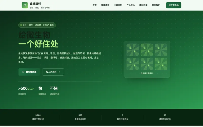 蜂巢填料 — 组合生物填料官网案例截图