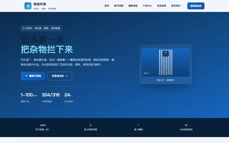 格锐环保 — 格栅除污机官网案例截图