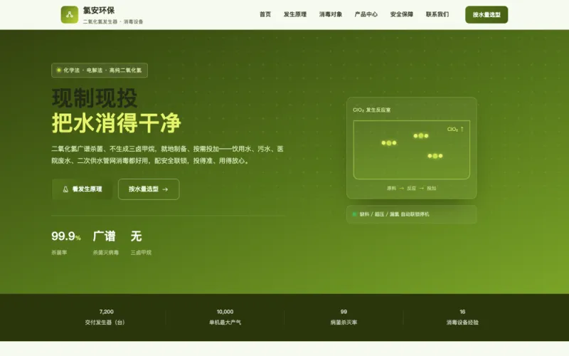 氯安环保 — 二氧化氯发生器官网案例截图
