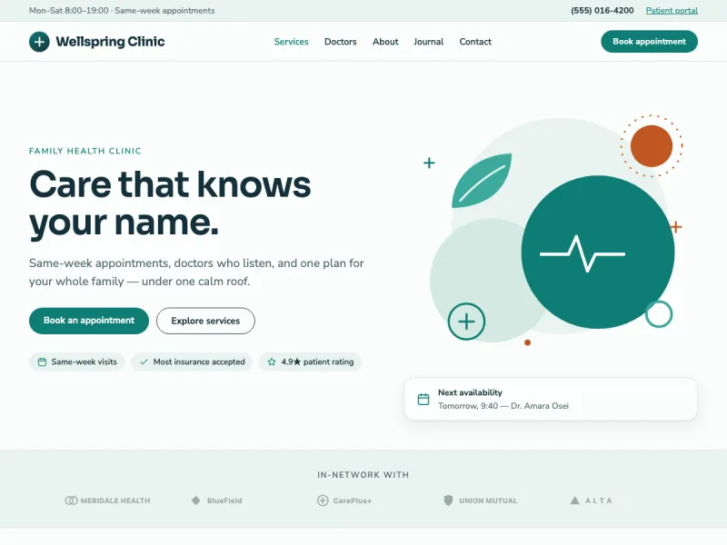 Wellspring — 医疗健康官网案例截图