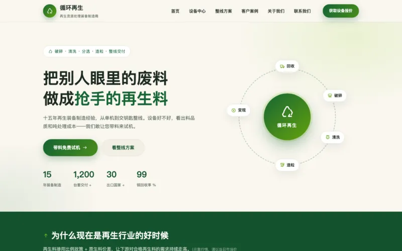循环再生 — 再生资源装备官网案例截图