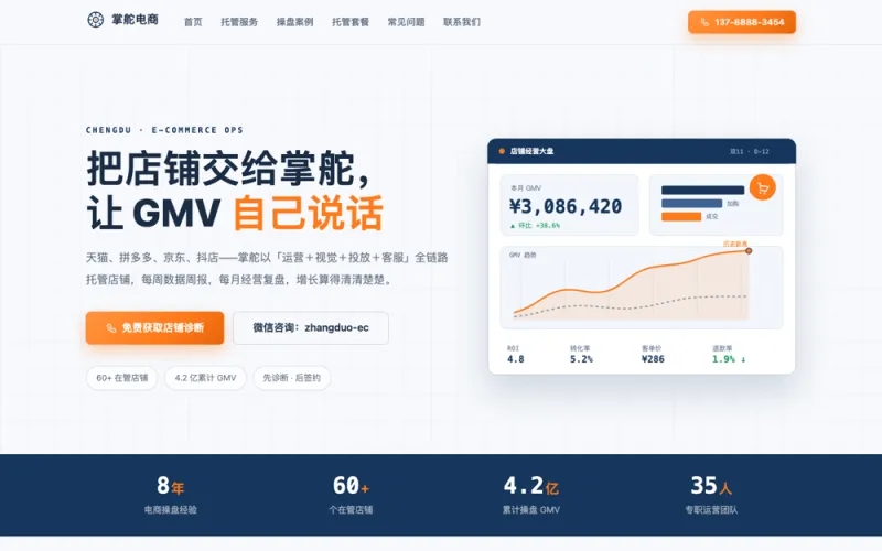 掌舵电商 — 电商代运营官网案例截图